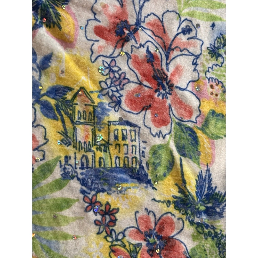 Cathy Daniels floral Sequins Blouse Short Sleeve Women size XL - Picture 9 of 10